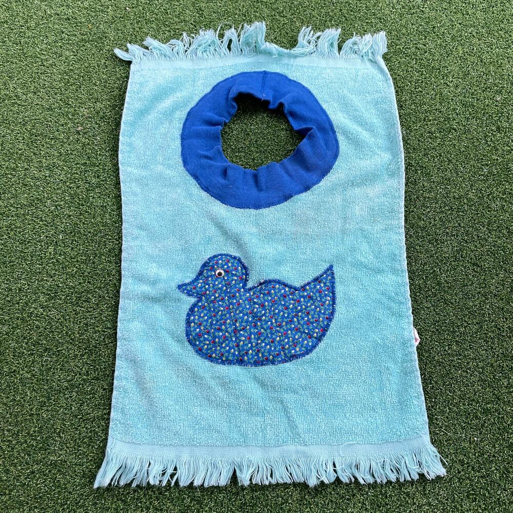 Vintage Cannon Light Blue Duck Applique Terry Cloth Baby Bib